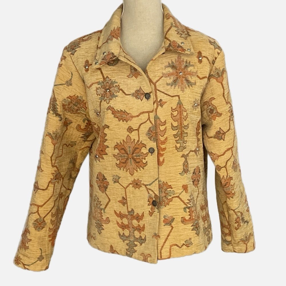Vintage Deborah‎ Murray Designs Southwestern Tapestry Jacket Size Large Yellow